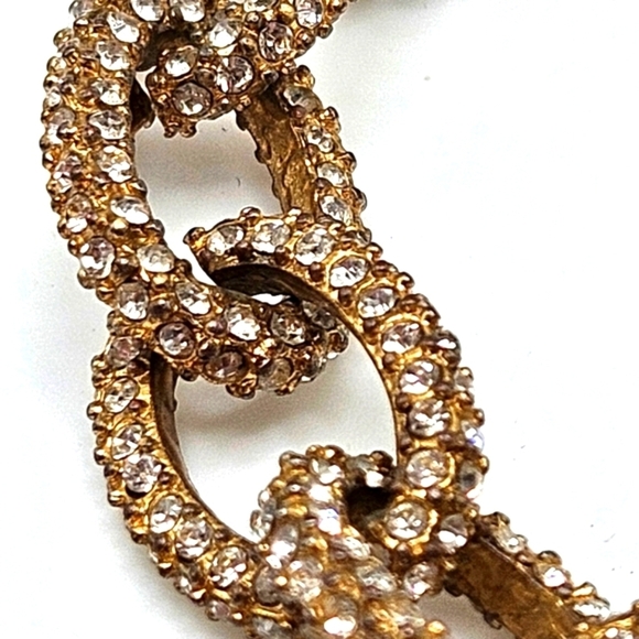 J. Crew Gold Tone Pave Crystal Rhinestone Chunky Link Chain Bracelet - Picture 3 of 5